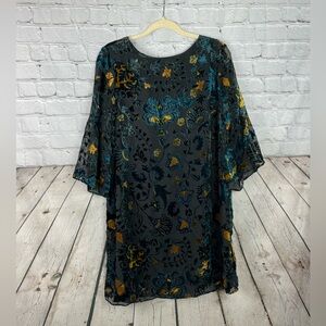Carolina Belle Montreal Dark Bell Sleeve Floral Velvet Burnout Dress Size 12